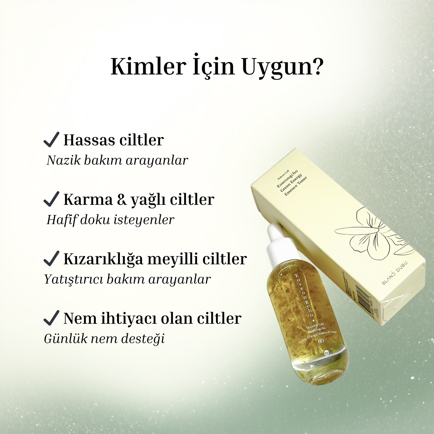 Hassas Ciltler İçin Nemlendirici Esans Tonik | Eoseongcho Green Energy Essence Toner